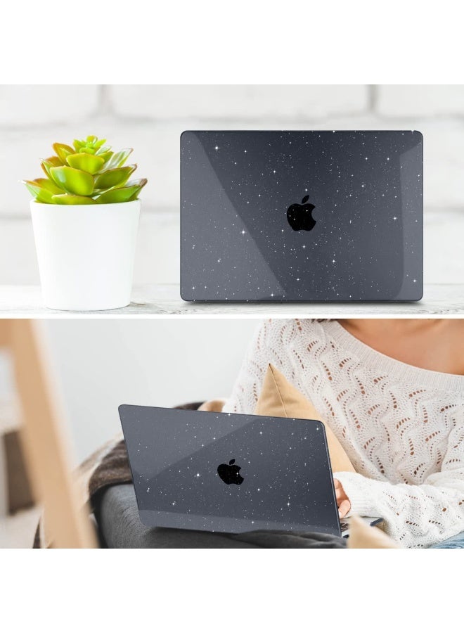 3 in 1 Compatible with MacBook Air 15 inch Case 2026--2023 Release M5 A3448/M4 A3241/ M3 A3114 /M2 A2941, Sparkly Glitter Plastic Hard Shell &Keyboard Cover& Screen Protector Black - Image 4